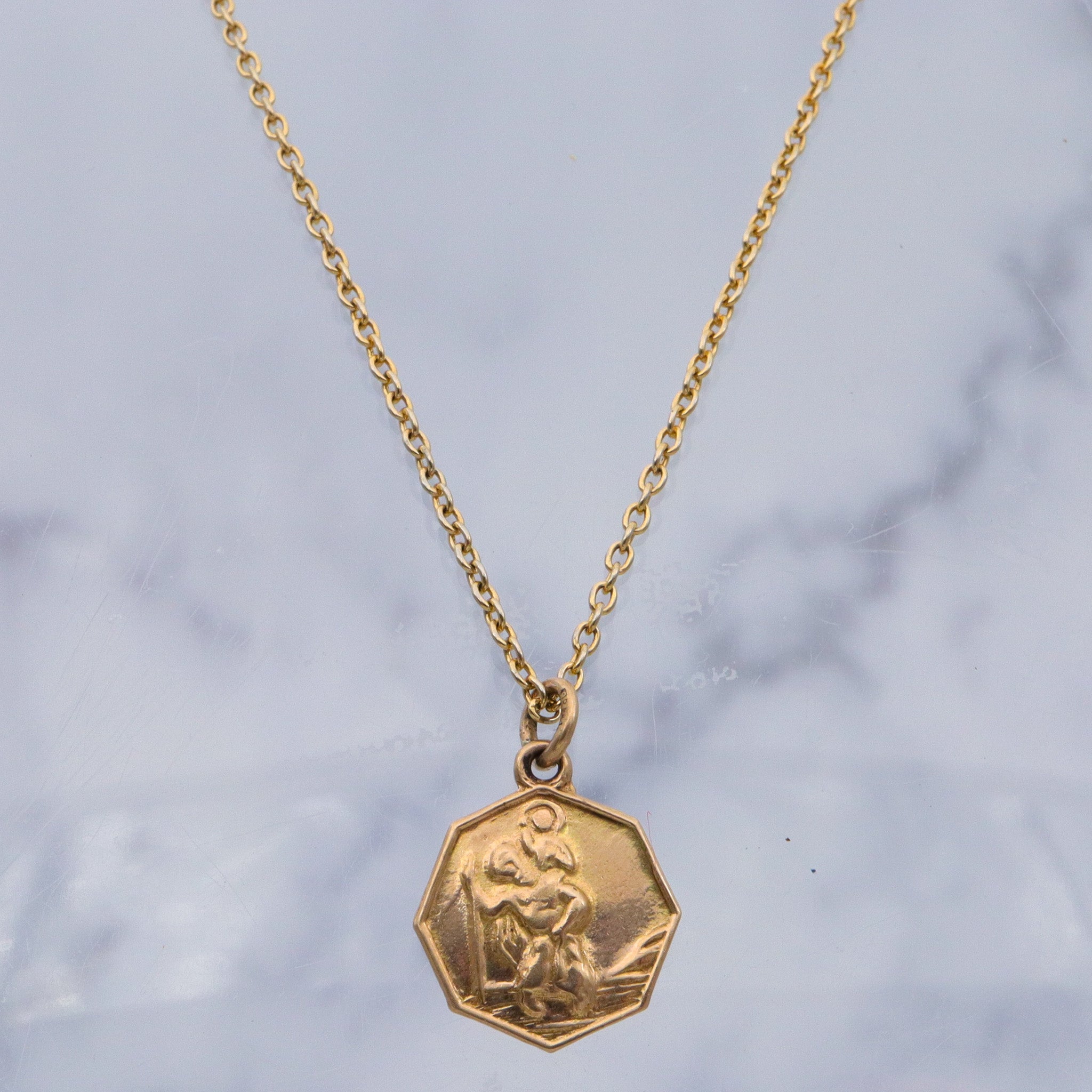 Vintage English 9k Saint Christopher medallion charm pendant